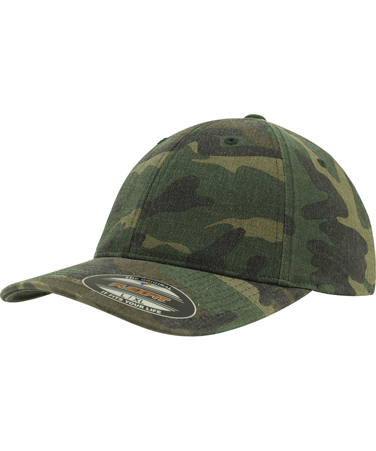 Flexfit Washed Camo Cap (6977CA) | Grünes Tarnmuster