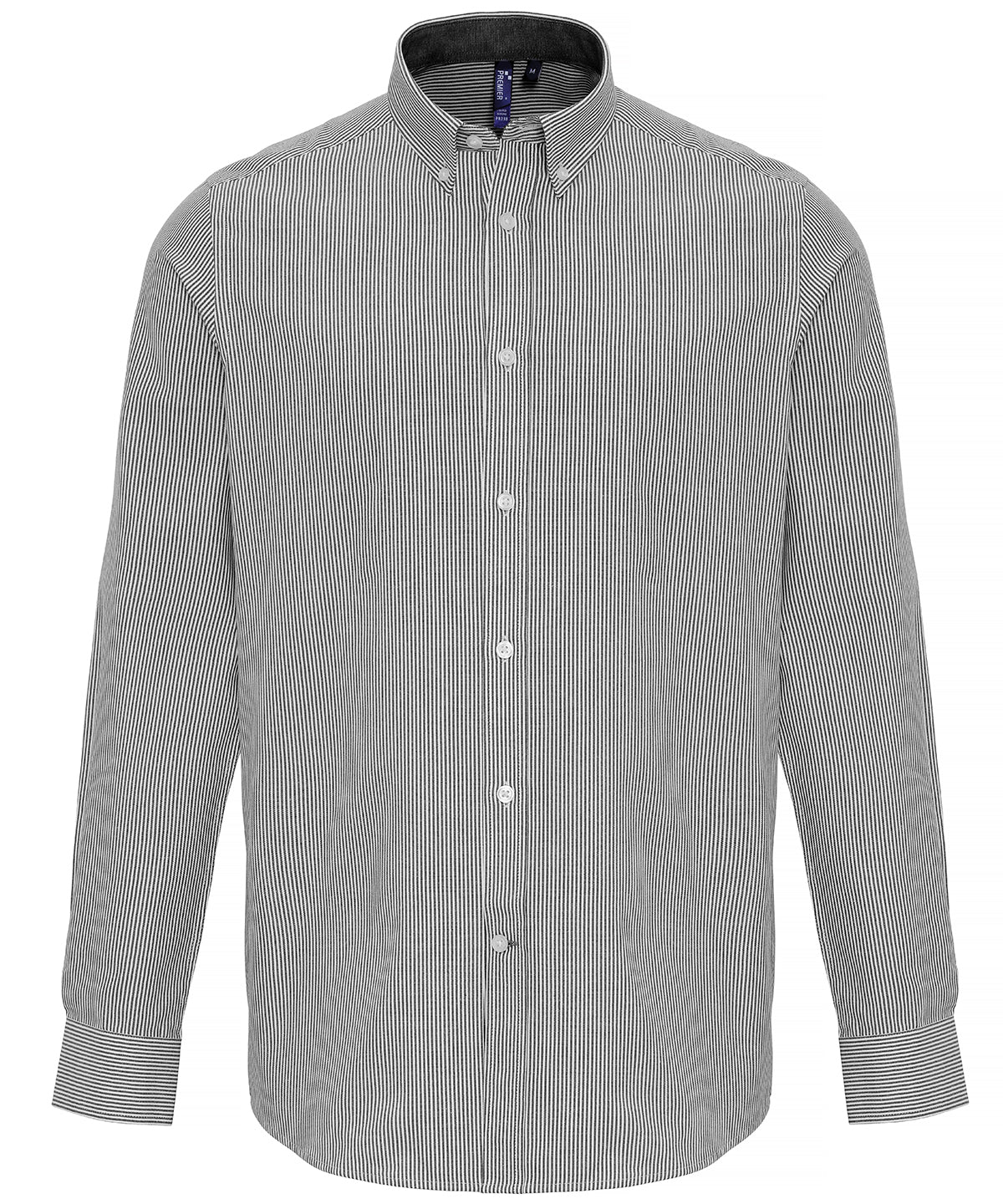 Camisa de rayas Oxford con mezcla de algodn | Blanco/Gris