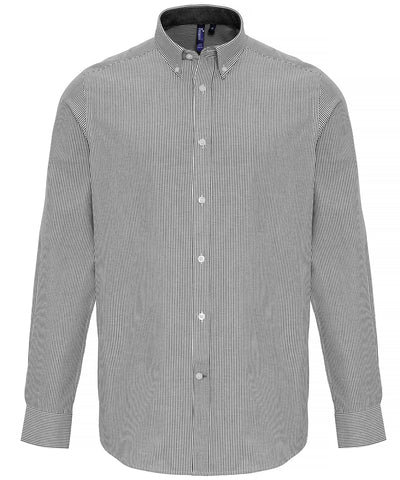 Camisa de rayas Oxford con mezcla de algodn | Blanco/Gris
