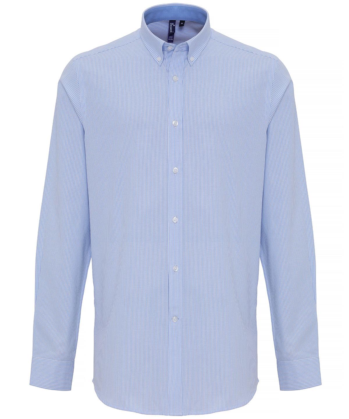 Camisa de rayas Oxford con mezcla de algodn | Blanco/Azul Claro