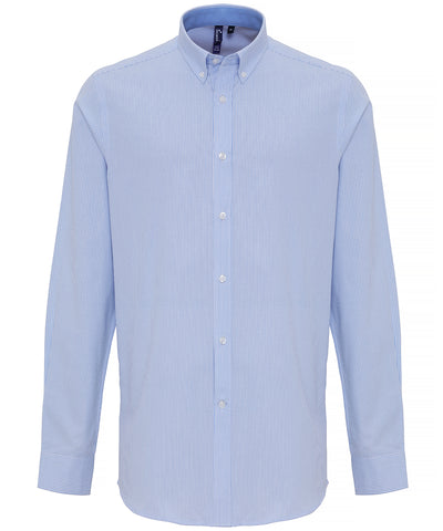 Camisa de rayas Oxford con mezcla de algodn | Blanco/Azul Claro
