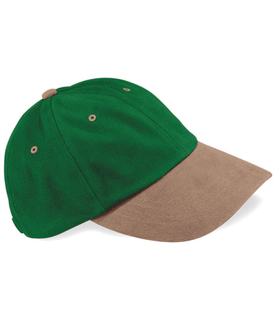 Gorra de algodn cepillado pesado de perfil bajo | Verde Bosque/Topo
