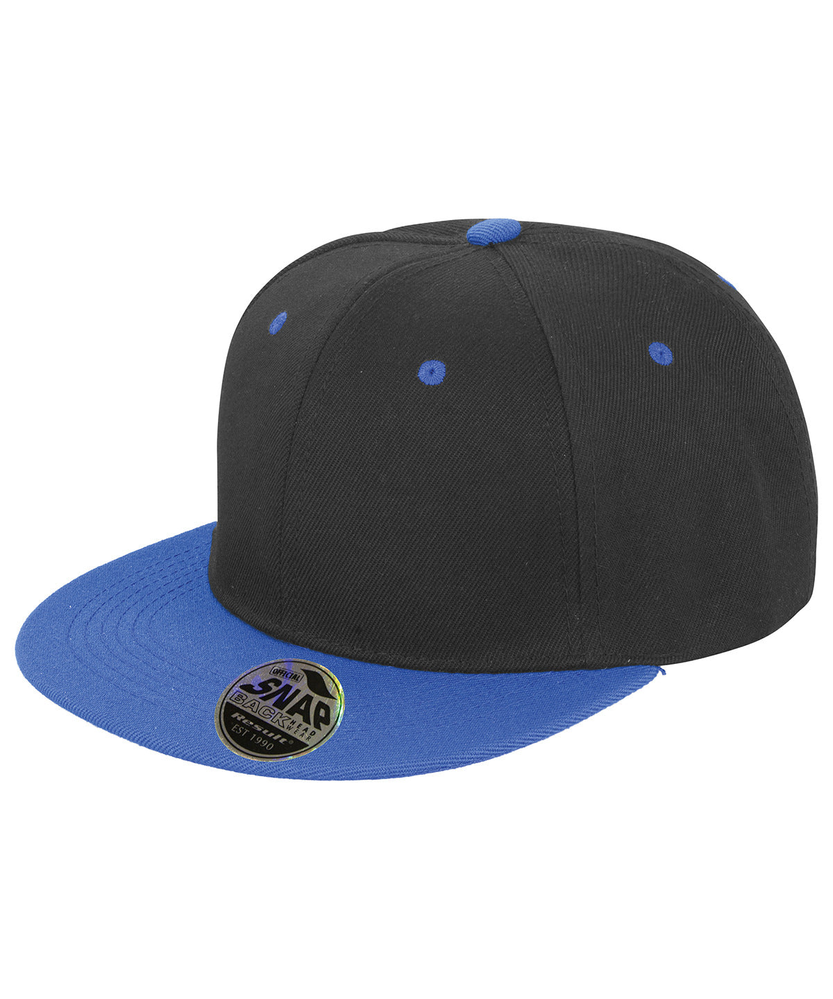 Gorra Bronx original de visera plana snapback de doble color | Negro/Azul Claro