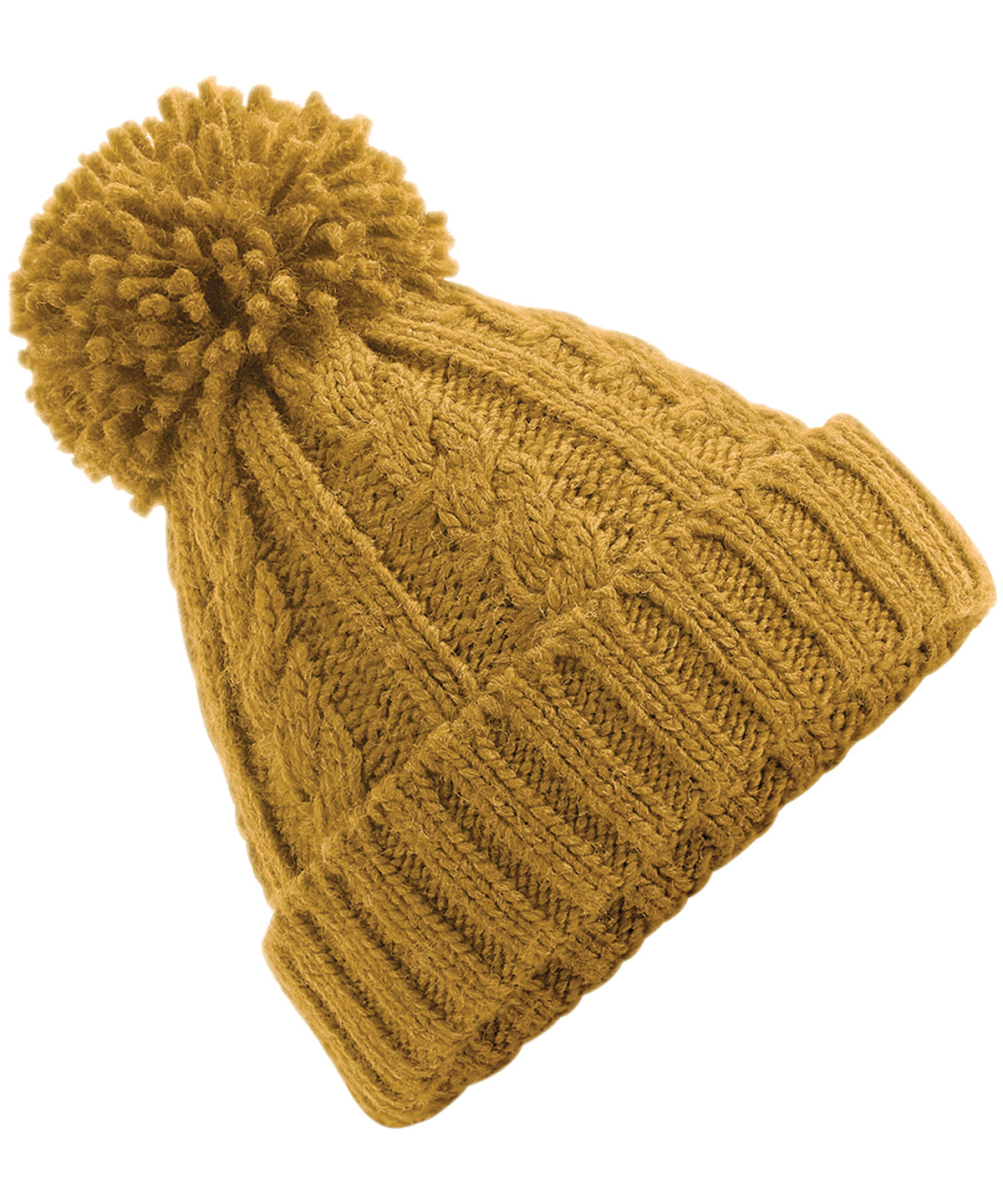 Gorro de punto de cable jaspeado | Mostaza