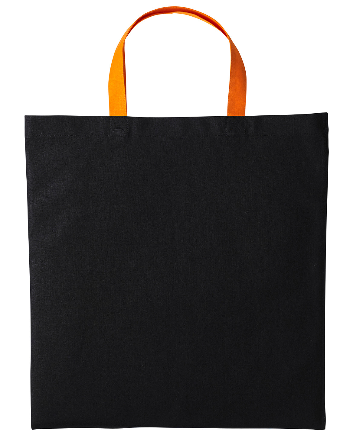 Bolso de algodn Varsity con asas cortas | Negro/Naranja