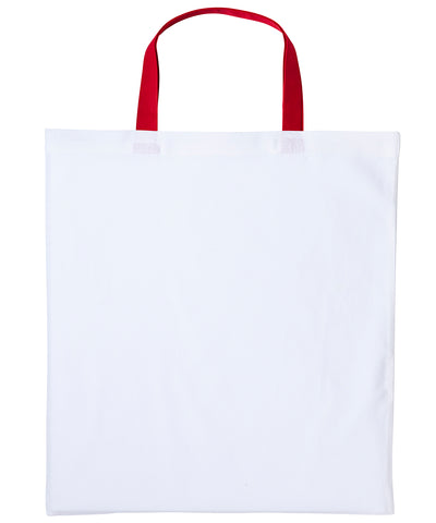 Bolso de algodn Varsity con asas cortas | Blanco/Rojo