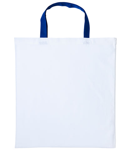 Bolso de algodn Varsity con asas cortas | Blanco/Azul Royal