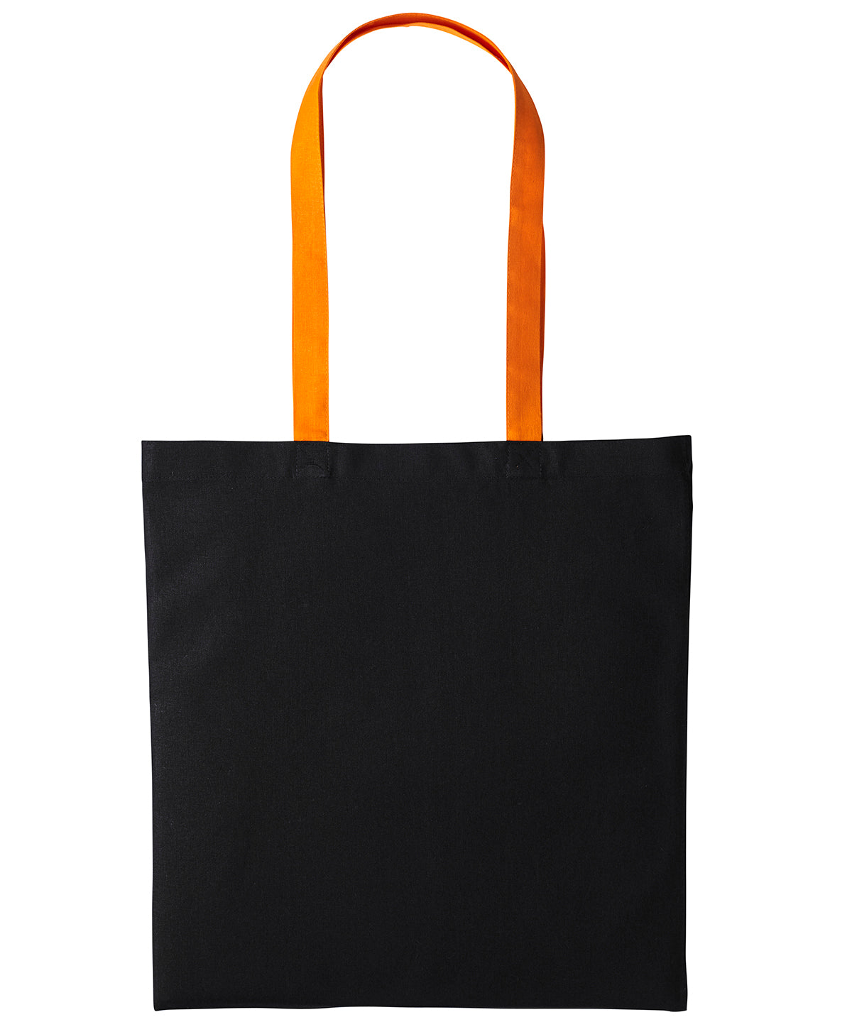 Bolso de algodn Varsity con asas largas | Negro/Naranja