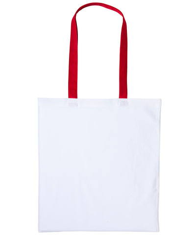 Bolso de algodn Varsity con asas largas | Blanco/Rojo
