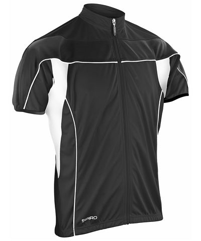 Camiseta de manga grande Spiro bikewear avec cremaillera complète | Nègre/Blanc