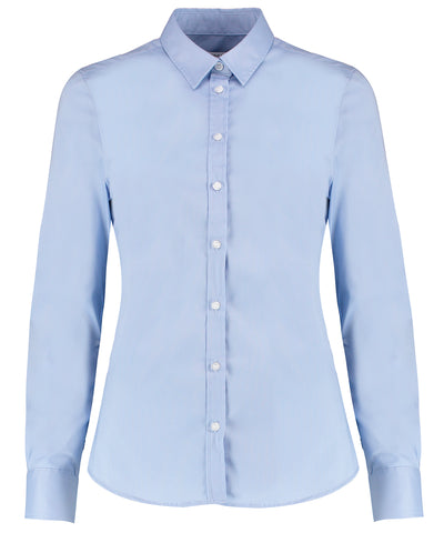 Camisa Oxford elstica de mujer de manga larga (corte entallado) | Azul Cielo