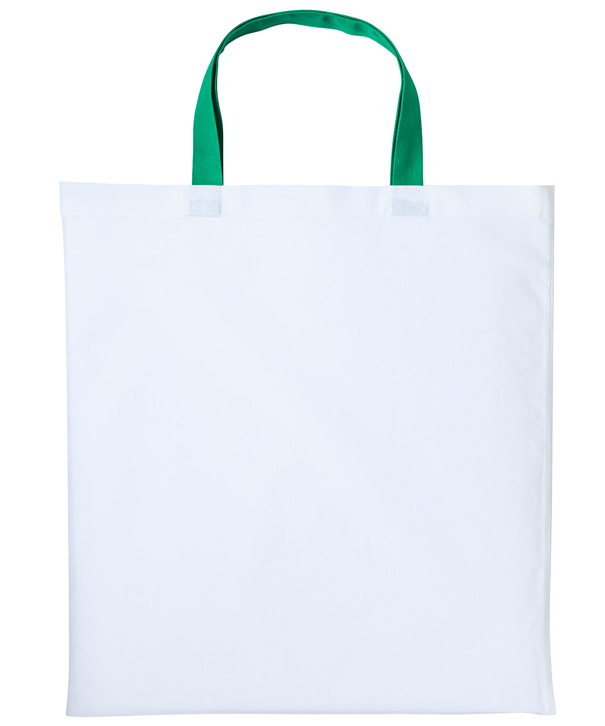 Bolso de algodn Varsity con asas cortas | Blanco/Verde Kelly