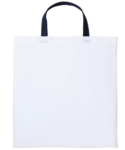 Bolso de algodn Varsity con asas cortas | Blanco/Azul Marino Oxford