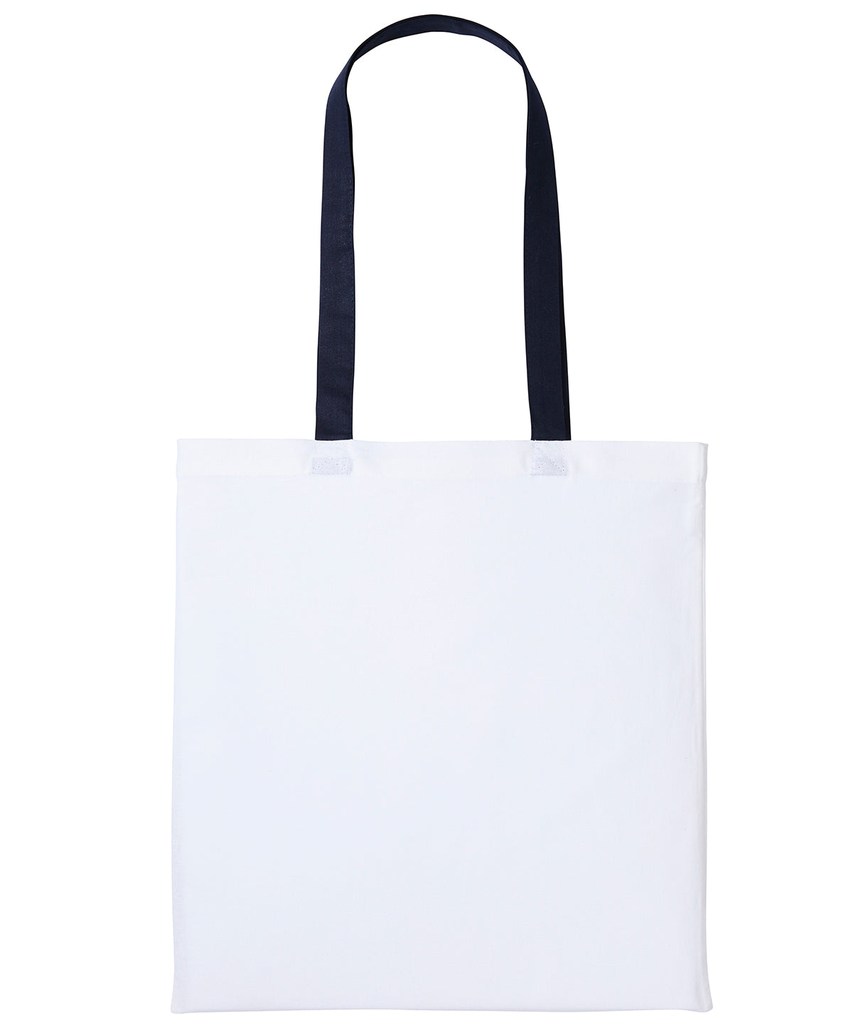 Bolso de algodn Varsity con asas largas | Blanco/Azul Marino Oxford