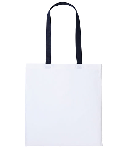 Bolso de algodn Varsity con asas largas | Blanco/Azul Marino Oxford