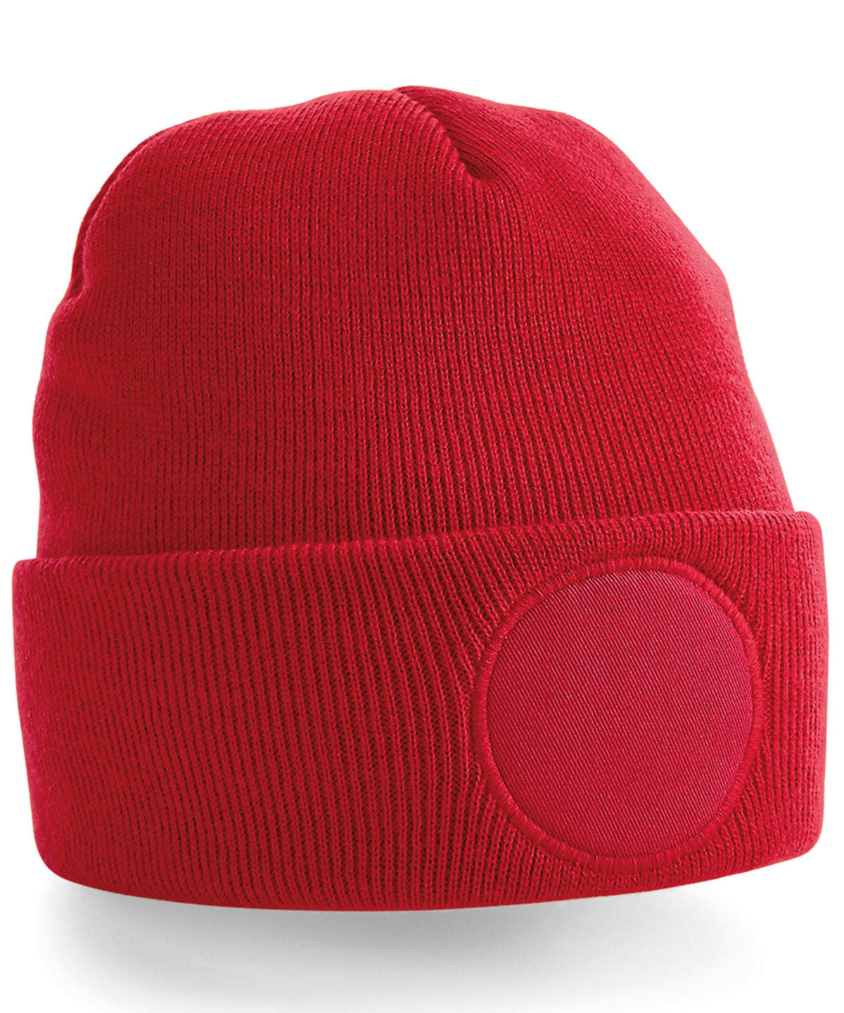 Beanie mit Kreis-Patch | Klassisch Rot