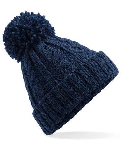 Gorro de punto de cable jaspeado | Azul Marino