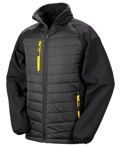 Chaqueta acolchada softshell Compass | Negro/Amarillo