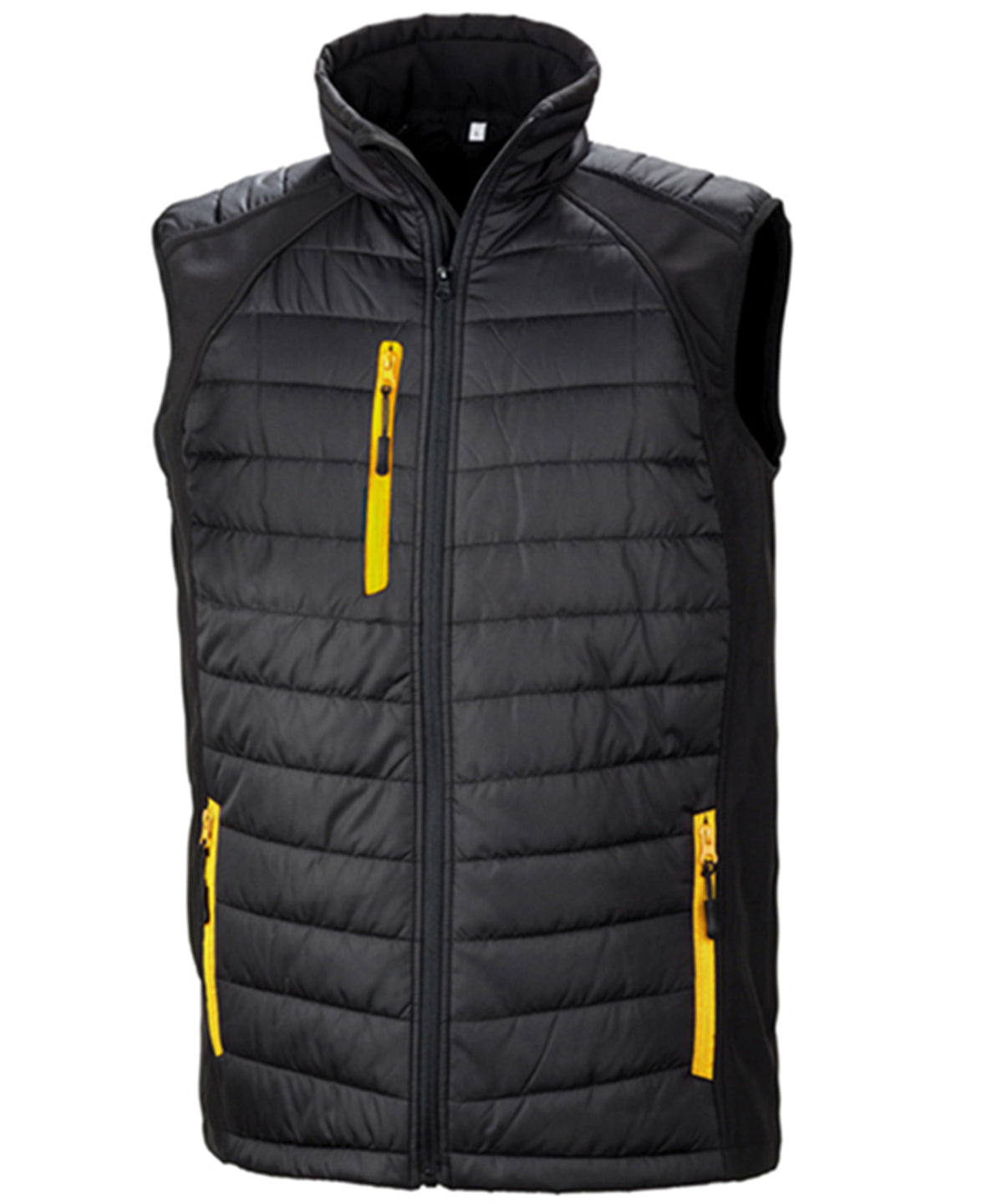 Chaleco acolchado softshell Compass | Negro/Amarillo