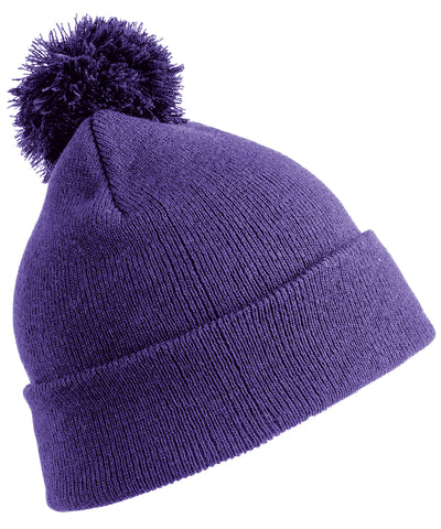 Gorro de lana con pompn para nios | Morado