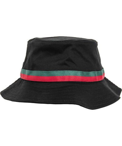Sombrero de cubo a rayas (5003S) | Negro/Rojo Fuego/Verde