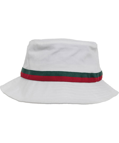 Sombrero de cubo a rayas (5003S) | Blanco/Rojo Fuego/Verde