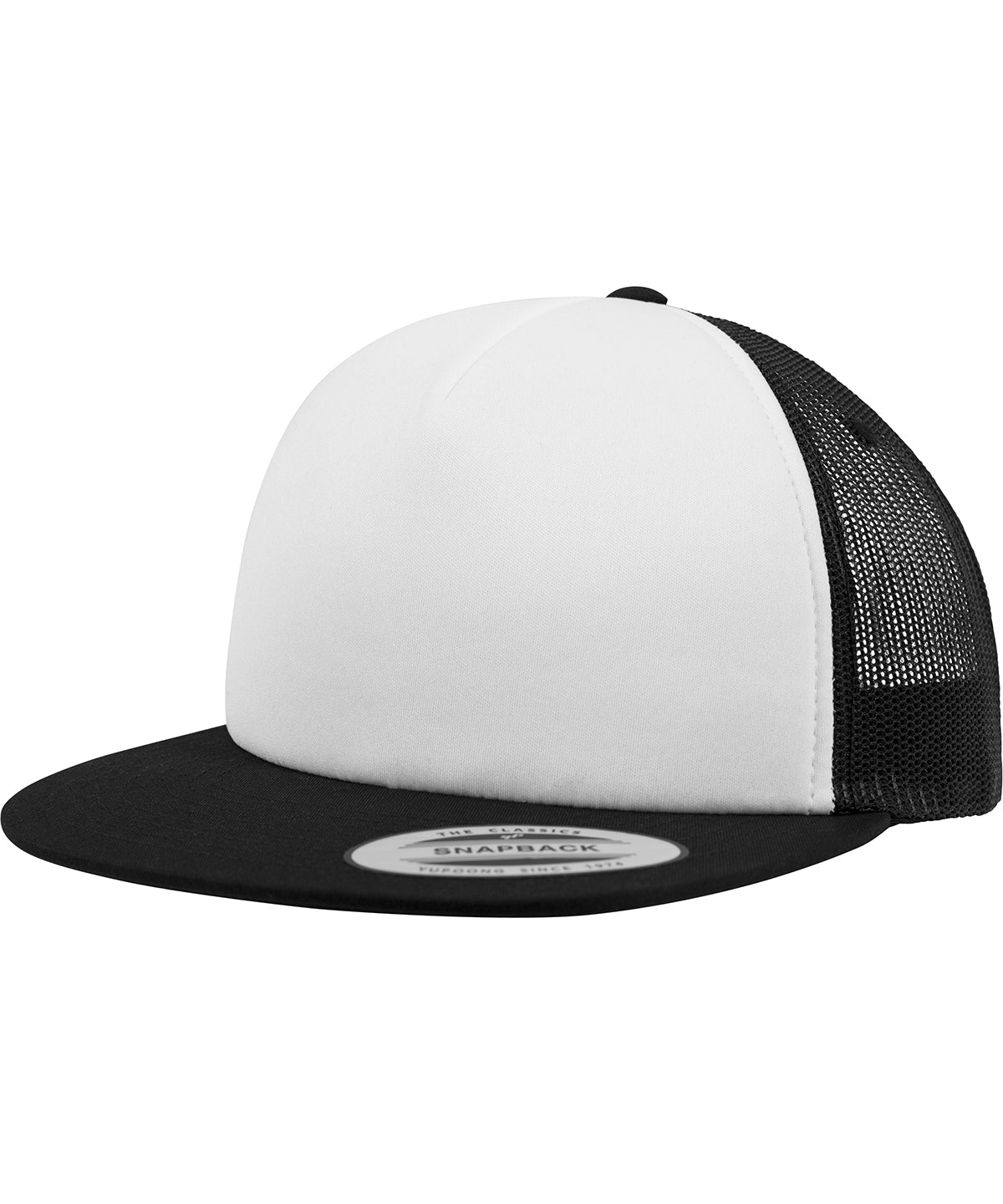 Gorra de camionero de espuma con frente blanco (6005FW) | Negro/Blanco/Negro