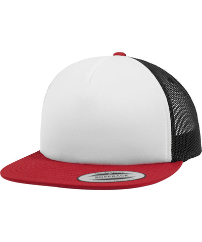 Casquette de camion d'espuma avec façade blanche (6005FW) | Rouge/Blanc/Noir