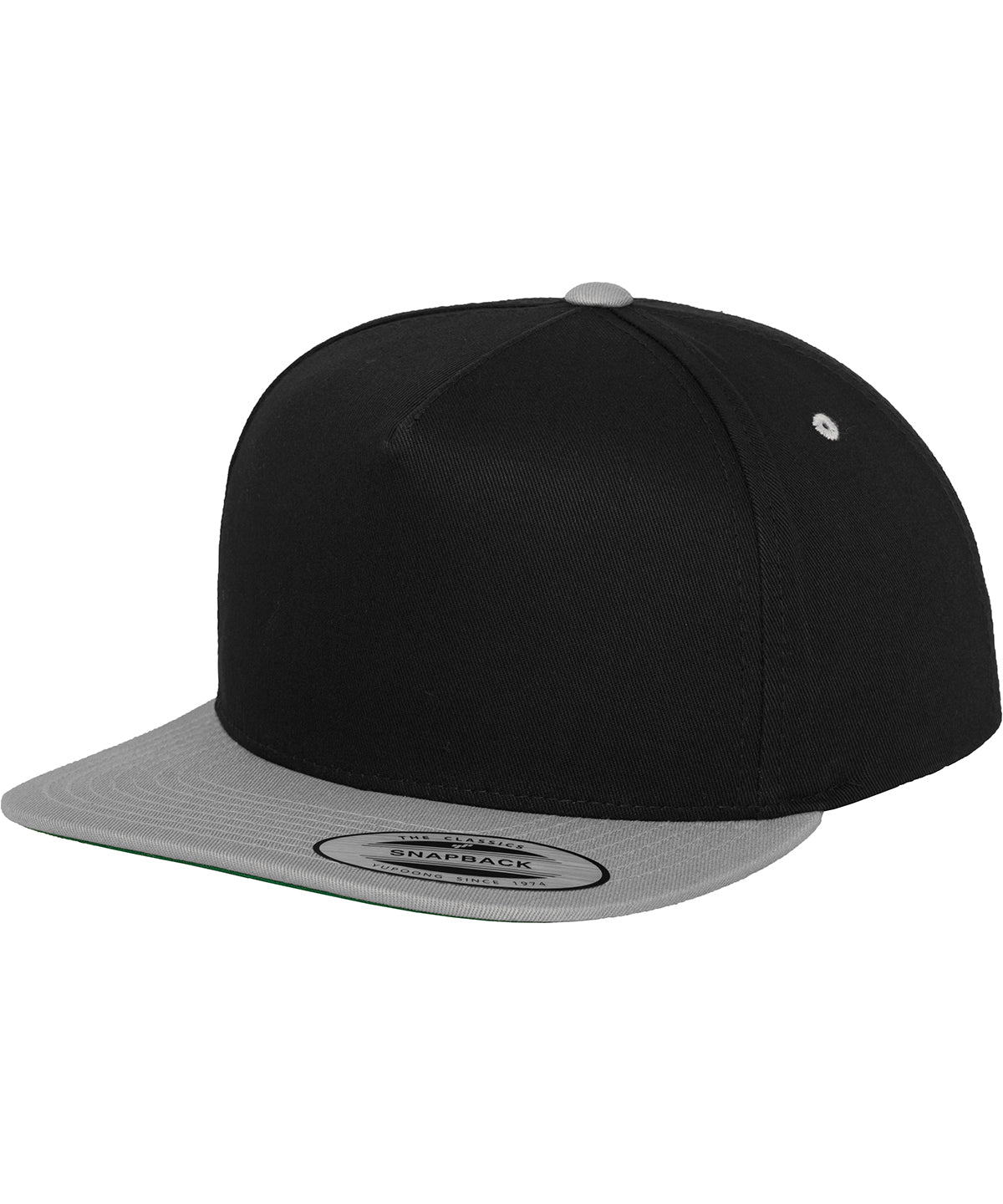 Klassische 5-Panel Snapback-Kappe (6007T) | Schwarz/Silber
