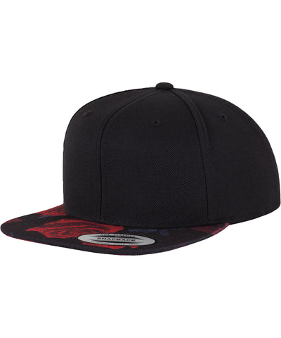 Gorra snapback de rosas (6089R) | Negro/Rojo