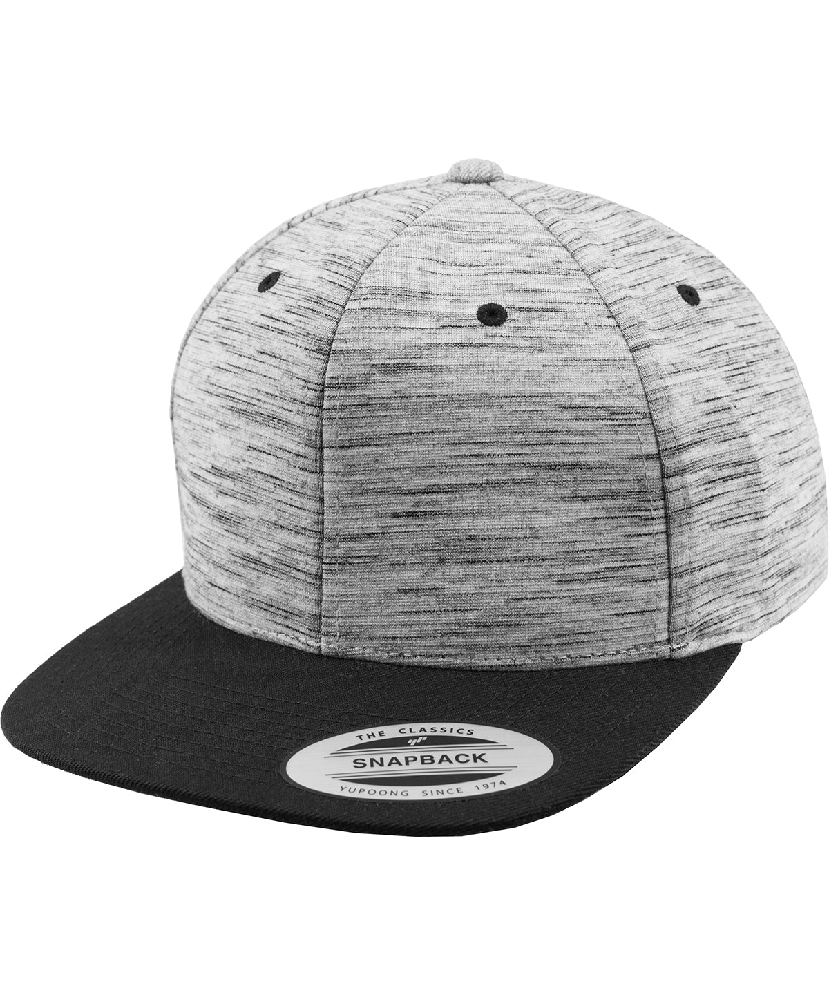 Gorra snapback de rayas mélange (6089SC) | Nègre/Gris