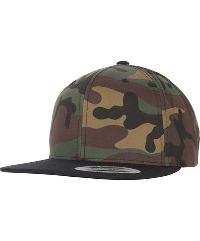 Casquette snapback classique de 2 tons camouflage (6089TC) | Vert camouflage/noir