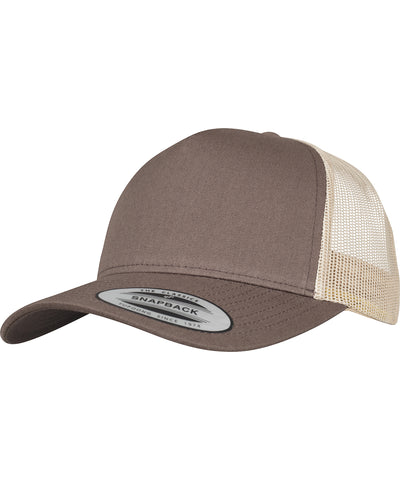 Retro 5-Panel Two-Tone Trucker Cap (6506T) | Braun/Khaki
