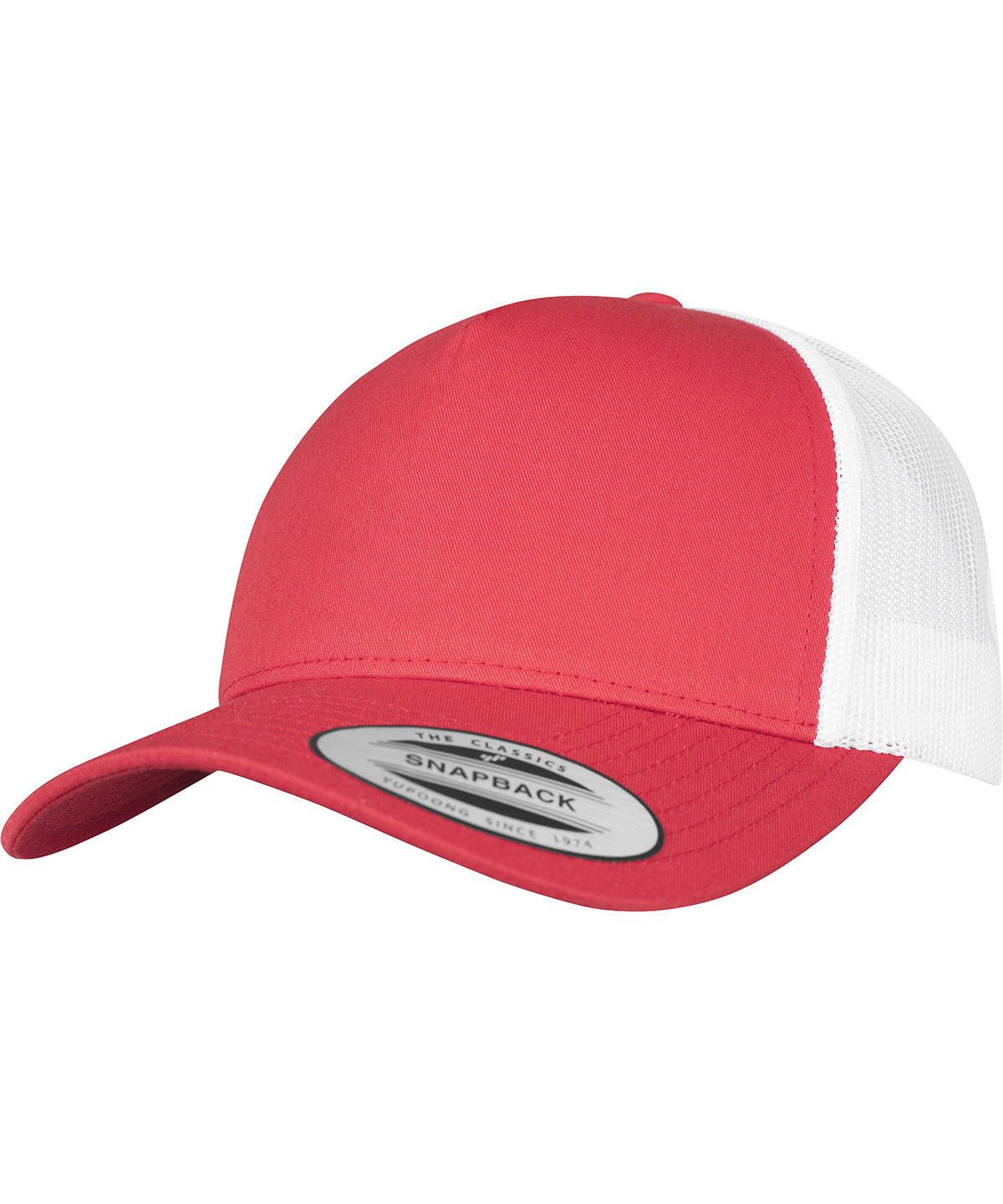 Gorra trucker retro de 5 paneles en 2 tonos (6506T) | Rojo/Blanco