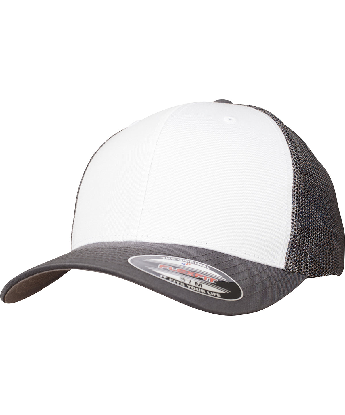 Flexfit Farbiges Front Mesh (6511CF) | Dunkelgrau/Weiß/Dunkelgrau