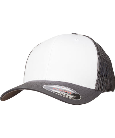 Flexfit Farbiges Front Mesh (6511CF) | Dunkelgrau/Weiß/Dunkelgrau