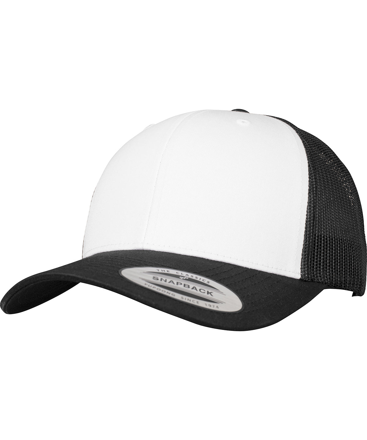 Retro Trucker Hat mit farbigem Frontpanel (6606CF) | Schwarz/Weiß/Schwarz