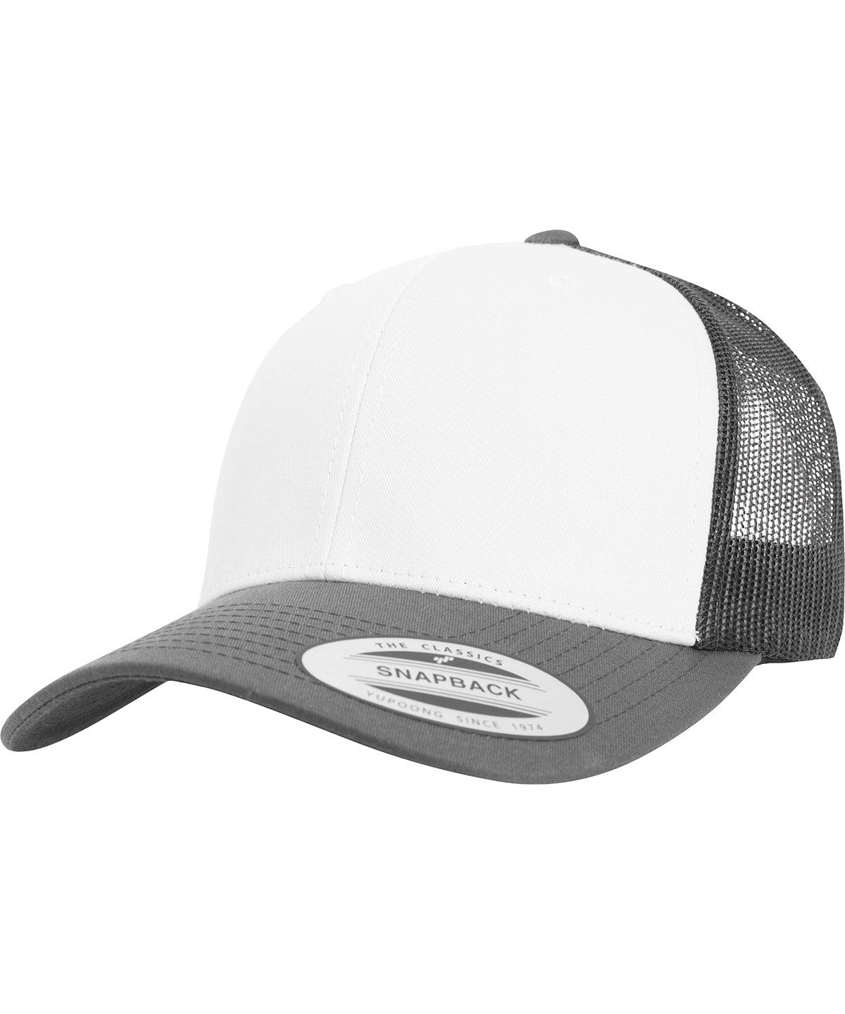 Retro Trucker Hat mit farbigem Frontpanel (6606CF) | Dunkelgrau/Weiß/Dunkelgrau
