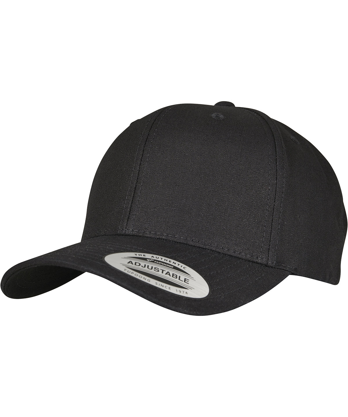 6-Panel Curved Brim Cap mit Metallverschluss (7708MS) | Schwarz