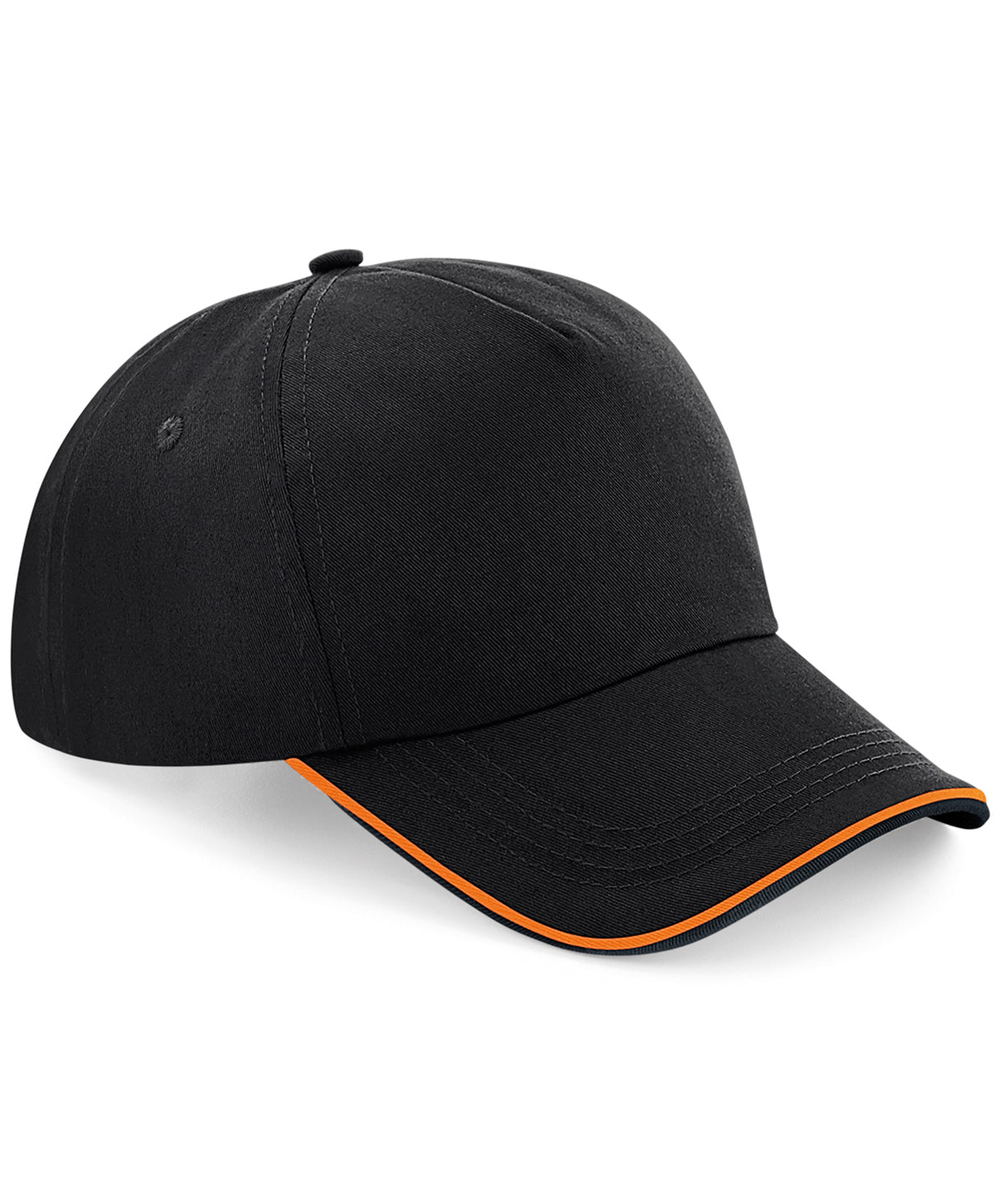 Gorra de 5 paneles autntica - visera con ribete | Negro/Naranja