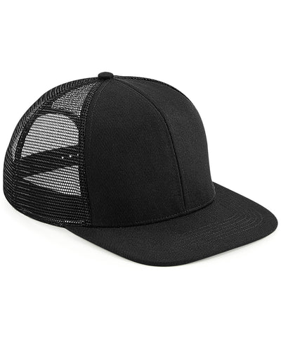 Original 6-Panel Trucker Cap mit flachem Schirm | Schwarz/Schwarz