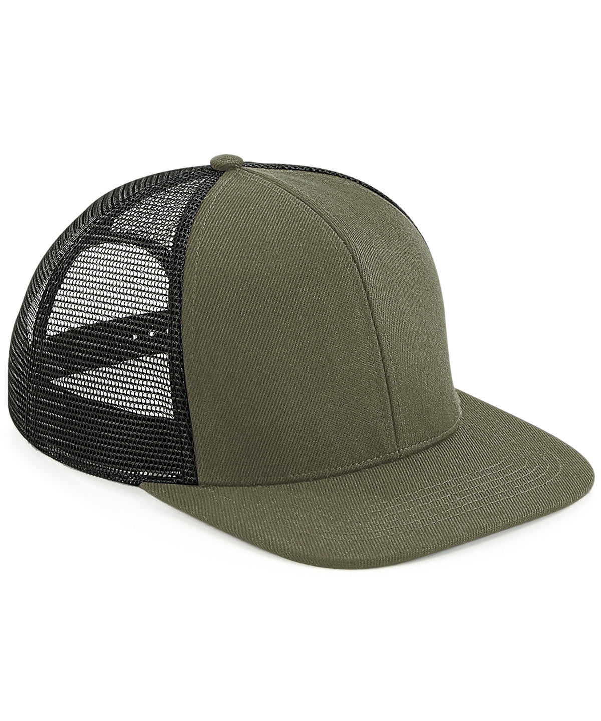 Original 6-Panel Trucker Cap mit flachem Schirm | Olivgrün/Schwarz