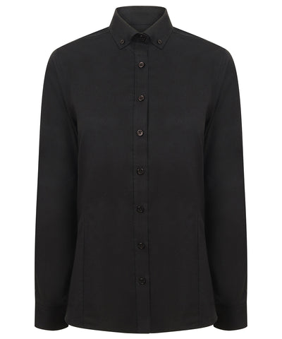Camisa Oxford de manga larga moderna para mujer | Negro