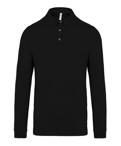 Camiseta polo de manga larga de punto jersey | Negro