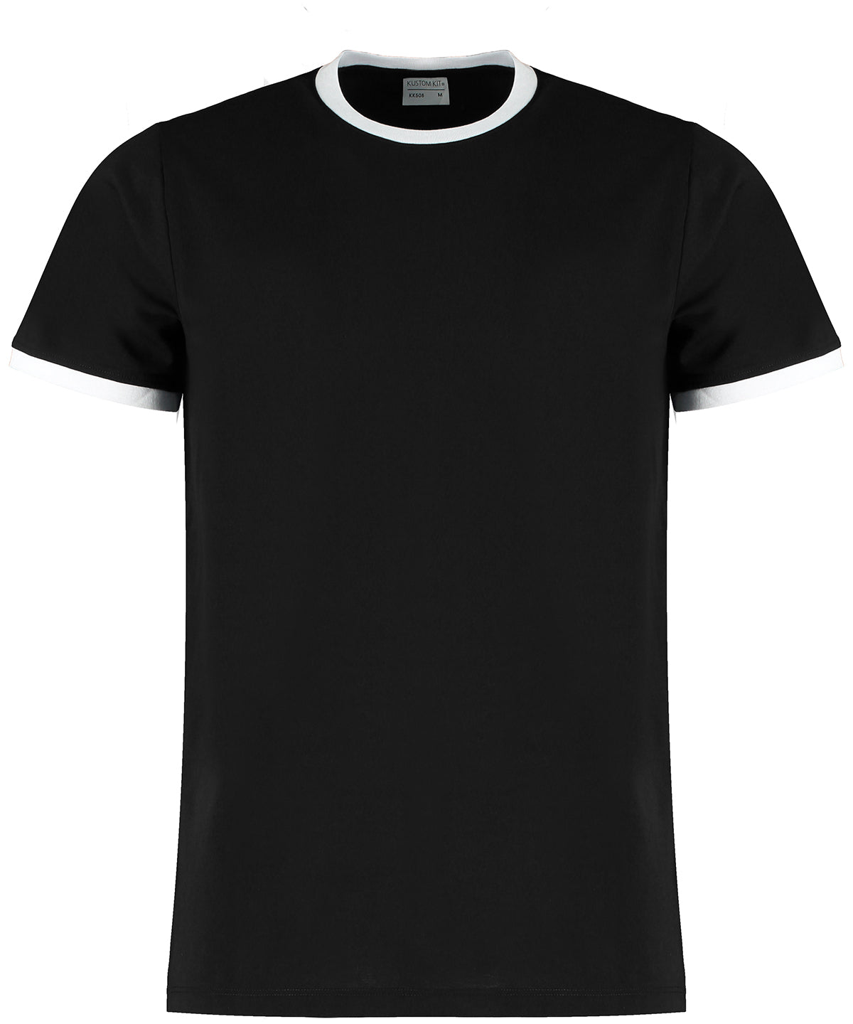 Camiseta ajustada de moda con ribetes | Negro/Blanco
