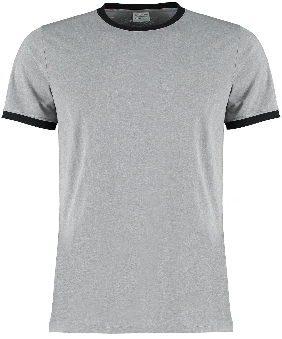 Camiseta ajustada de moda con ribetes | Gris Claro Jaspeado/Negro