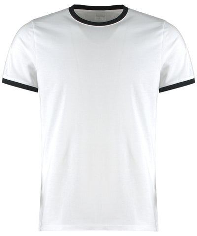 Camiseta ajustada de moda con ribetes | Blanco/Negro