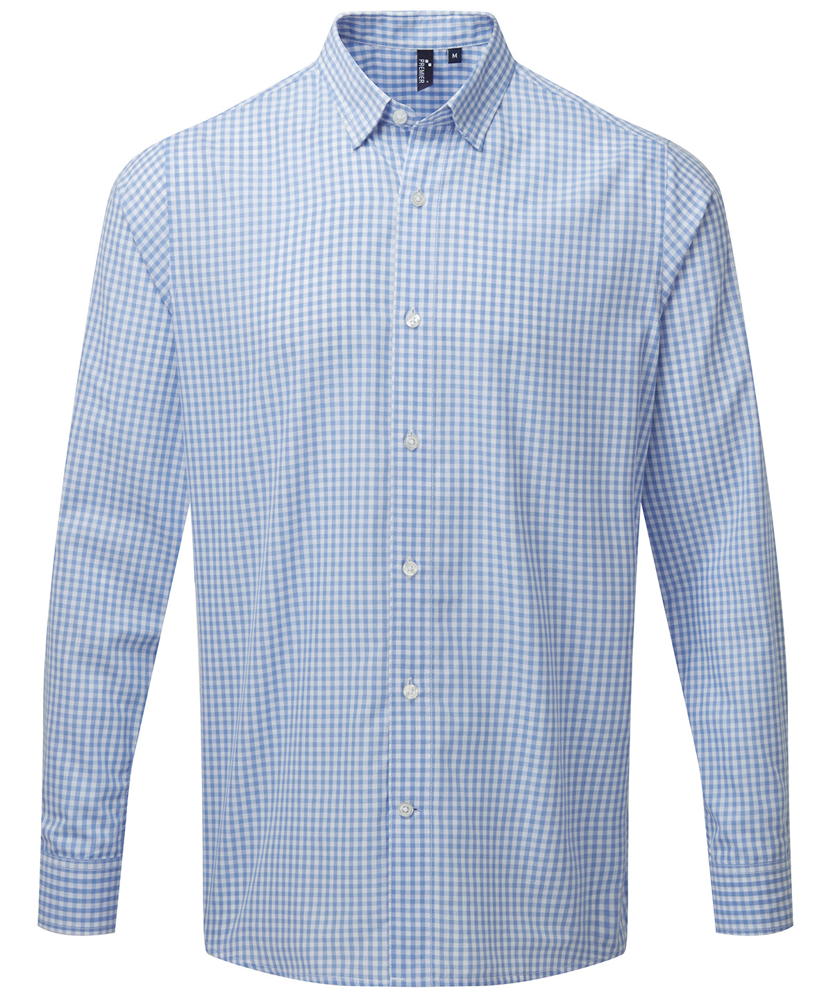 Camisa de cuadros de manga larga Maxton | Azul Claro/Blanco