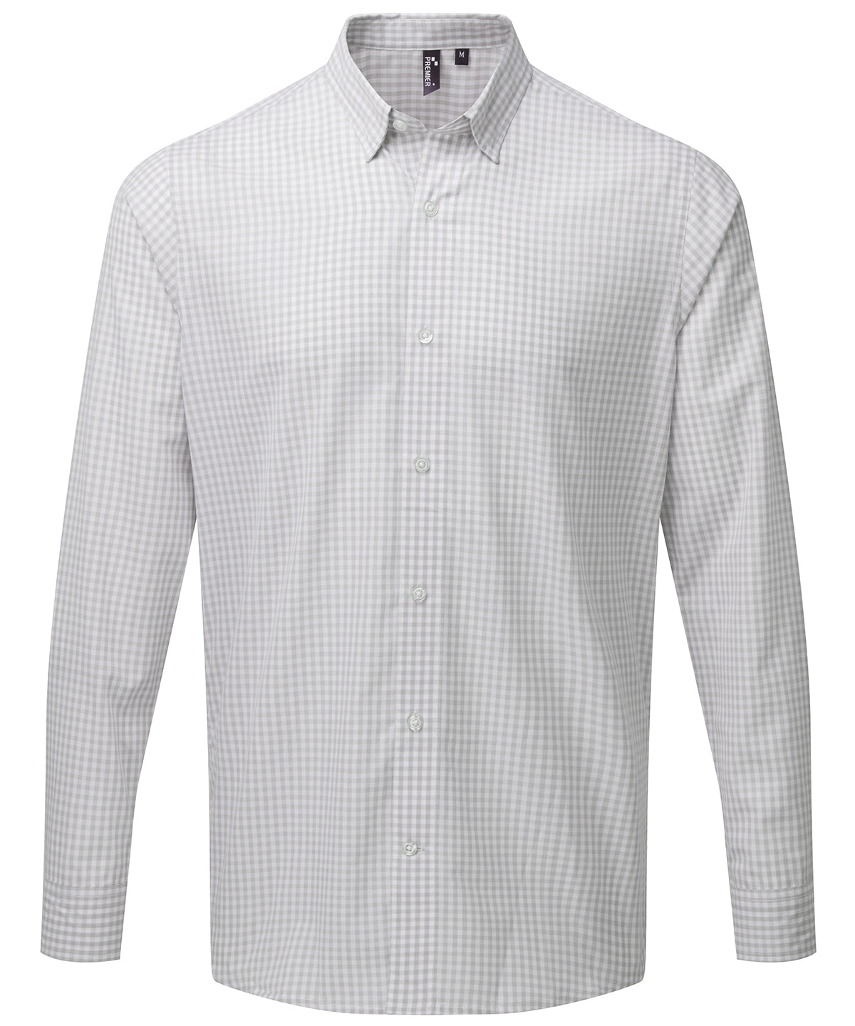 Camisa de cuadros de manga larga Maxton | Plata/Blanco