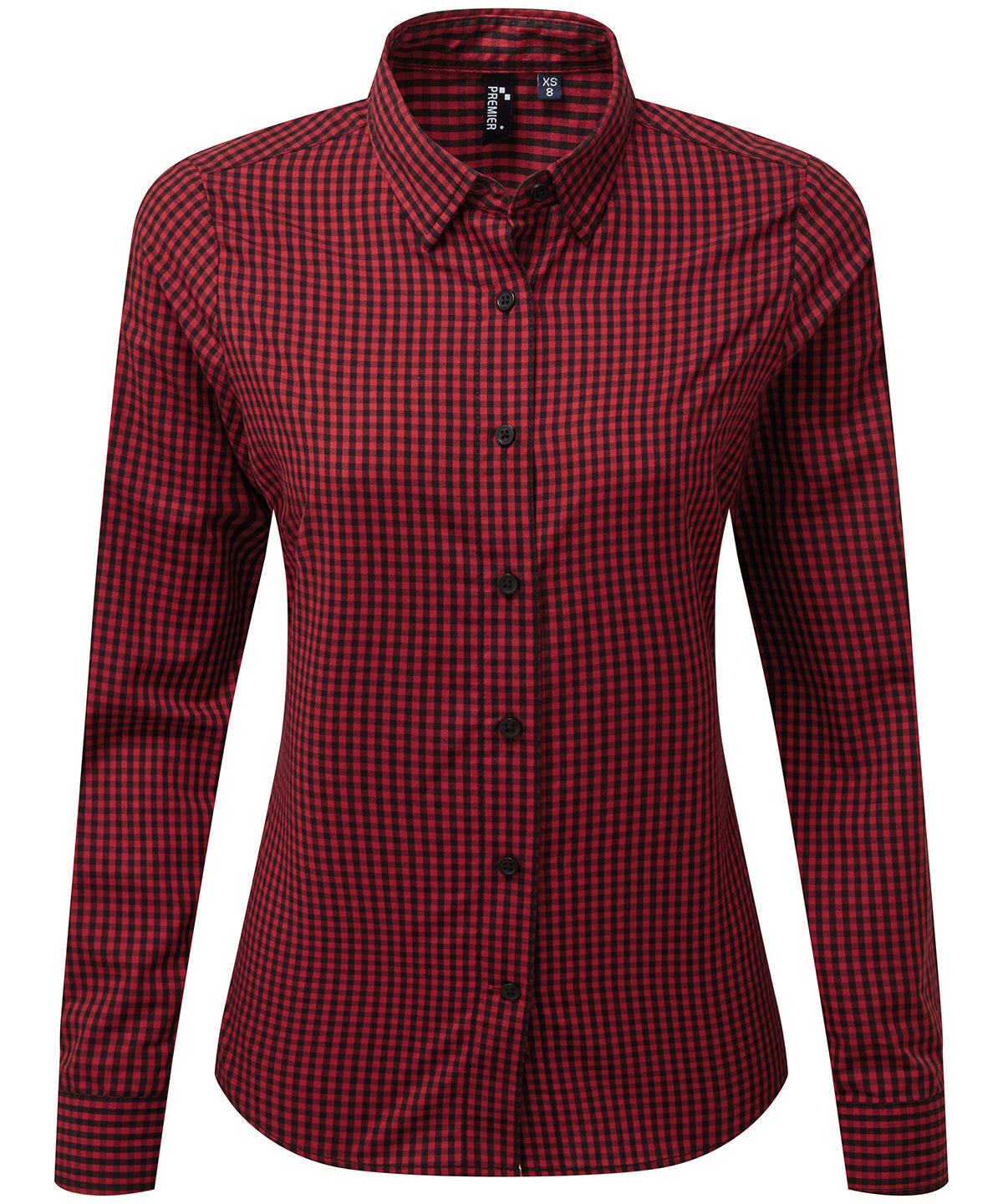 Camisa de cuadros de manga larga Maxton para mujer | Negro/Rojo